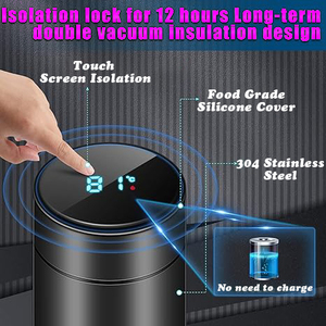 Gourde Connectée Thermos en Acier Inoxydable 500 ml avec Double Affichage Numérique LED, Excellente Performance <span class=keywords><strong>Thermique</strong></span>, Idéale pour Cadeaux d'Affaires - Product Image 2
