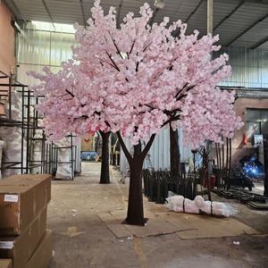 Cây hoa anh đào nhân tạo bằng sợi thủy tinh cao 8ft, màu hồng, kiểu dáng thanh lịch, hoa giả bằng lụa nhựa, cây giả trang trí bàn - Product Image 1