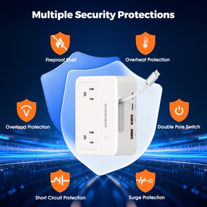 Multiprise américaine 4 prises CA, 2 ports USB-A, 2 ports USB-C (PD20W), câble de 1,5 m, PC ignifuge durable IP41, 10-15A, pour maison et bureau - Product Image 4