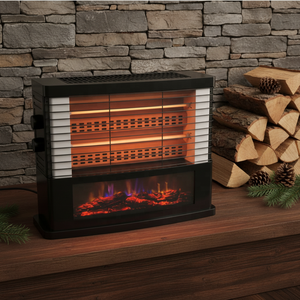 Calentador Eléctrico Decorativo con Llama <span class=keywords><strong>de</strong></span> Cuarzo <span class=keywords><strong>de</strong></span> 2400W 220V-240V, Chimenea Eléctrica con 4 Modos <span class=keywords><strong>de</strong></span> Calefacción, Ahorro <span class=keywords><strong>de</strong></span> Energía, Portátil, <span class=keywords><strong>de</strong></span> Escritorio/Independiente - Product Image 1