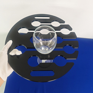 Đen Perspex Acrylic Sáo Sáo Sáo Phục Vụ Khay Rượu Vang Ly Rượu Sáo Sáo Treo Khay Với Xử Lý - Product Image 3