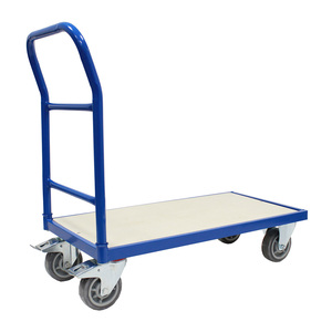 Warehouse Use Heavy Duty Powder Coated Steel <strong>Cargo</strong> <strong>Trolley</strong> Storage Flat Bed Cart