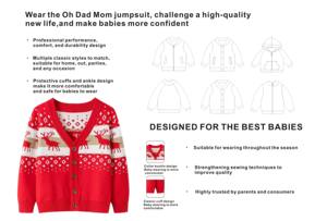 Vente chaude vêtements coton nouveau-né bébé vêtements coton biologique automne et hiver bébé noël <span class=keywords><strong>pull</strong></span> à manches longues col en v - Product Image 4