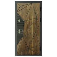 Porte de sécurité moderne à rayures chevron, double face, en acier galvanisé, MDF, serrure à empreintes digitales en option, personnalisable, résistance au feu 1,5 heure