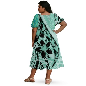 Tốt Nhất Người Bán Puff Tay Áo Cổ Vuông Của Phụ Nữ Ăn Mặc Giản Dị Polynesian In Ấn Micronesian Mumu Dresses - Product Image 2