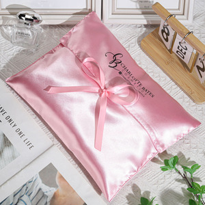 Custom Logo Printed Pink <strong>Satin</strong> Hair Extension Bag Luxury Envelope Silk <strong>Pouch</strong> Hair Bundle Swimwear Handbag Dust <strong>Satin</strong> Bag - Product Image 5