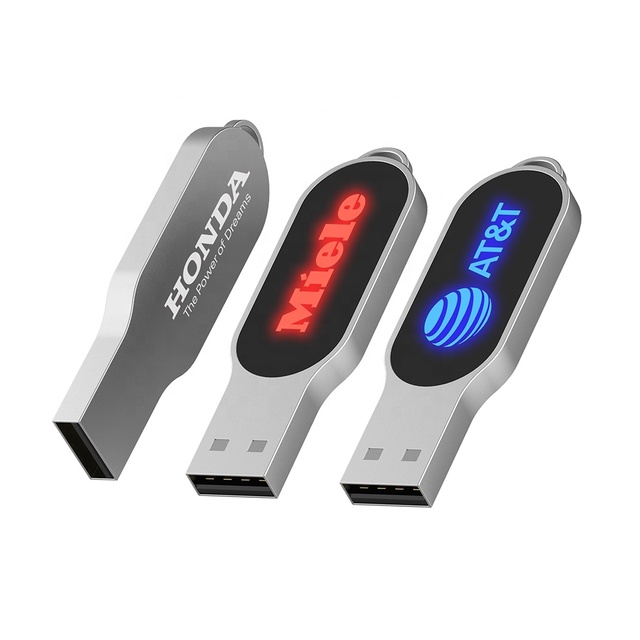 Oval Shape Light up Usb Flash Drive Custom logo Bulk 2gb Usb Flash Drives Mini Metal Pendrive 64
