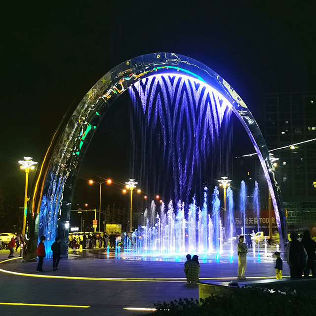 Fenlin Digital Water Curtain LED Display 7-color LED Stainless Steel 304 Modern Design Text Message Waterfall Software Control