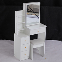Table de toilette de chevet gauche de 29.2 "+ tabouret rembourré, miroir coulissant droit extra large