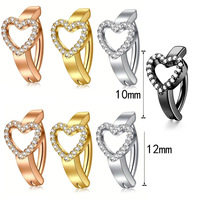 Anneaux de nombril tendance en acier inoxydable creux avec zircon inversé en forme de cœur, bijoux unisexes pour piercing du nombril