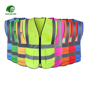 Harga pabrik rompi keselamatan reflektif visibilitas tinggi pakaian reflektif ritsleting Multi saku rompi reflektif - Product Image 6