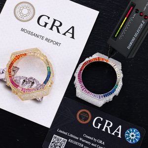 Accessoires de luxe pour montres : Lunette de montre arc-en-ciel en moissanite baguette complète testée au diamant, boîtier de montre fait main pour GA2100 - Product Image 3