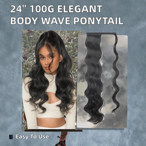 Vente en gros 24 pouces 100g Elegance Extension <span class=keywords><strong>de</strong></span> cheveux synthétiques Long Fluffy Body Wave Wrap <span class=keywords><strong>Queue</strong></span> <span class=keywords><strong>de</strong></span> <span class=keywords><strong>cheval</strong></span> en fibre haute température - Product Image 3