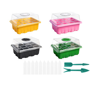 DaringFish Bandejas de Semillero para <span class=keywords><strong>Invernadero</strong></span> de 12 Celdas, Paquete de 10 con Orificio de Drenaje, Tapa Elevada, Kit de Inicio Transparente para Propagación de Plantas - Product Image 4