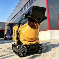Bétonnière portative auto-chargeante diesel, mini pelle hydraulique sur chenilles, mélangeur de ciment pour chantier de construction routière