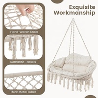 Fauteuil suspendu en corde de coton double tressé à la main, beige, pour extérieur et intérieur, vente en gros du fabricant