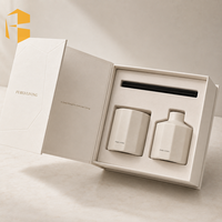 FUBEI LIVING Décoration d'intérieur, ensemble cadeau de luxe minimaliste, diffuseur de parfum en céramique octogonal et pot de bougie parfumée