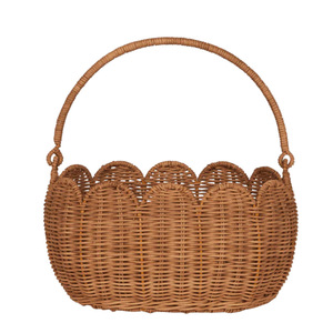 Panier de rangement en rotin en forme de tulipe, ovale, avec poignée, pour les pique-niques des enfants en plein air - Product Image 1