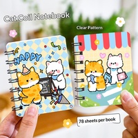 Cuaderno Espiral con Diseño de Gato Adorable, Estilo Caricatura, Atractivo Estético, Tamaño A7, Bloc de Notas de Bolsillo, Regalo Creativo