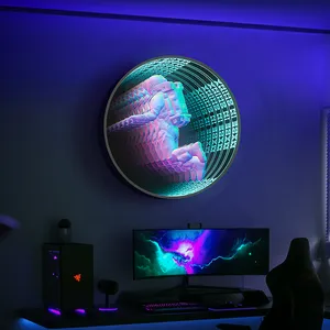 Novo Design Personalizado Sinal De Néon LED Astronauta Infinito Espelho De Néon Para Decoração De Parede De Arte