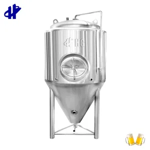 1000L Besi Tahan Karat Vertikal Ganda Dinding Insulasi Atas Manway Kerucut Fermenter Stainless untuk Microberbing