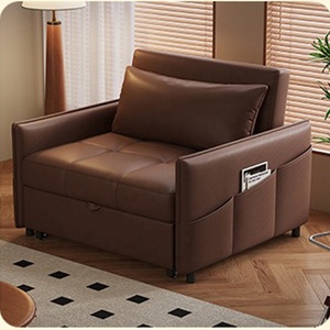 Canapé-lit simple moderne en promotion avec poche <span class=keywords><strong>de</strong></span> rangement, en cuir anti-rayures, convertible pour petits espaces, appartement, salon - Product Image 3