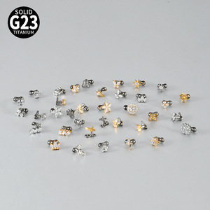 G23 Flor de <span class=keywords><strong>titanio</strong></span> Micro dérmico ancla <span class=keywords><strong>nariz</strong></span> <span class=keywords><strong>Piercing</strong></span> claro blanco circón superior joyería de boda para niños - Product Image 3