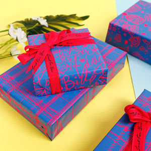 Wholesale 80g Fluorescent <b>Blue</b> Glossy <b>Paper</b> Neon Glow Prints Wrapping <b>Paper</b> <b>Roll</b> - Product Image 3