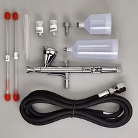 HD-130 professionnel triple alésage artiste aérographe double action fard à joues pistolet pour jouet cuir artisanat pneumatique Source d'alimentation