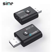 Simr Pemancar dan Penerima USB 2-In-1, Penerima Pemancar Bluetooth Audio Nirkabel BT5.0 USB 3.5Mm