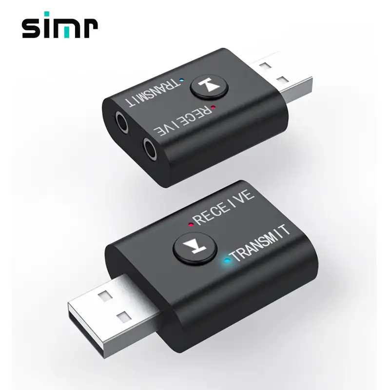Simr 2-in-1 USB 송신기 및 수신기 BT5.0 USB 3.5mm 무선 오디오 블루투스 송신기 수신기