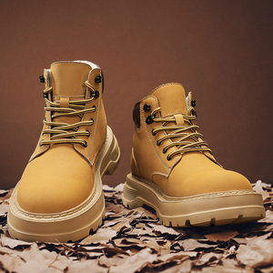 <span class=keywords><strong>Stivali</strong></span> Invernali Caldi in Vera Pelle con Lacci per <span class=keywords><strong>Uomo</strong></span> e Donna, Fodera in Rete Morbida, Giallo Moda Stile Britannico, Aumento Altezza - Product Image 5