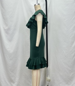 Yazlık Kadın V Yaka Günlük Elbise Pul Payetli Zarif Elbise Fırfırlı Kollu Kalça Sarmalı Seksi Parti Elbisesi - Product Image 5