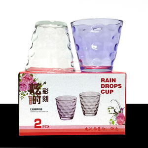 Prix de gros abordable, tasses colorées en forme de goutte de pluie, ensemble de 2-4-6 tasses en verre - Product Image 5