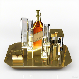 バーデザイン ゴールドラベル スタンド ウイスキー サービングセット アクリル製 リキュールボトル ディスプレイスタンド ウイスキー テキーラ ウォッカ用 - Product Image 5