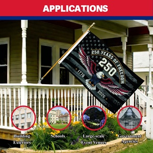 Drapeau personnalisé en polyester 3x5 pieds Aigle Noir USA 250 ans, Bannière patriotique commémorative du <span class=keywords><strong>250e</strong></span> anniversaire des États-Unis - Product Image 4