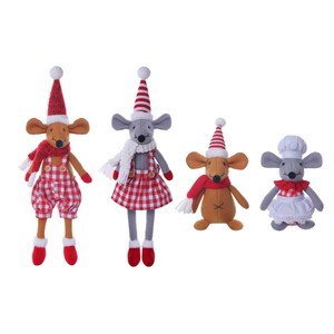 Decoraciones de Ratón Navideñas Hechas a Mano, Ecológicas, con Acabado Brillante, de Tela No Tejida a Cuadros, con Patas Largas, Estilo Moderno - Product Image 5