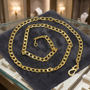 สร้อยคอแบบ Cuban Link ชุบทอง 14K 18K 24K ขายส่ง, สร้อยคอแฟชั่น, สร้อยคอทองเหลืองดีไซน์ทันสมัย - Product Image 3