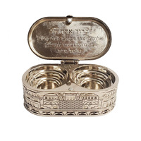 Support de chandelier de voyage juif personnalisé pour Shabbat, en métal argenté nickelé, avec logo personnalisé, pour 2 bougies