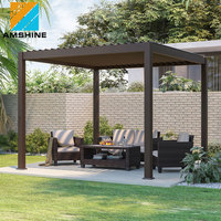 Pergola électrique d'extérieur motorisée avec lames orientables, imperméable, en aluminium, pour jardin, offrant une protection contre les intempéries