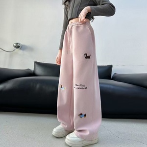 <span class=keywords><strong>Pantaloni</strong></span> Primaverili per Ragazze 2025, Nuovo Stile Trendy, Carini con Stampe Cartoon, Jogger a Gamba Larga per Bambine Più Grandi, Sportivi e Casual - Product Image 1