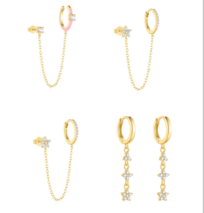 Pendientes de Aro Largos de Plata de Ley 925 con Borlas y Circonitas, en Tendencia - Product Image 1