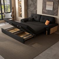 Meubles de maison au design simple, prix de gros, canapé-lit noir sectionnel et confortable pour le salon