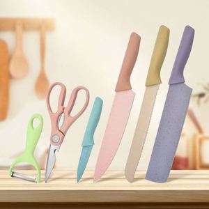 Juego de Cuchillos de Cocina Reutilizables de Paja de Trigo, Juego de Cocina Portátil de 6 Piezas con Tijeras, Juego de Cuchillos de Cocina Multifunción - Product Image 5