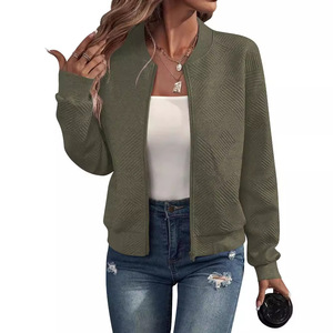 TKS Europa América Otoño Nuevo Abrigo Casual con Cuello de Botones y Cremallera Geométrica para Mujer. - Product Image 3