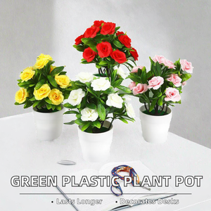 <span class=keywords><strong>Maceta</strong></span> de Plástico YongHo para Suculentas con Bandeja, <span class=keywords><strong>Maceta</strong></span> Redonda de Doble Capa para Plantas Pequeñas, Ideal para Oficina - Product Image 4