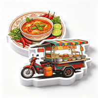 Autocollants Street Food en Vinyle PVC Blanc pour Stand de Restauration, Chariot Alimentaire, Bol, Piment, Graphiques Brillants, Imperméables, Résistants à l'Usure, Découpés à la Forme