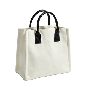Sac fourre-tout décontracté en toile jacquard à motif animalier panda mignon et lettres, grand format, portable, avec poignées, pour femme - Product Image 1
