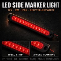 DAMAVO YML209 Bande lumineuse LED 3W étanche IP65 pour feux stop, feux arrière et clignotants, 12V CC pour camion, remorque, camping-car, caravane - Nouveau