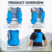 Sac à dos de course léger personnalisé OEM avec 2 bouteilles souples pour la course en trail, la randonnée et le marathon